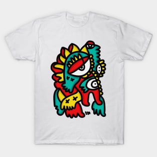 Green Red Graffiti Character by Emmanuel Signorino T-Shirt